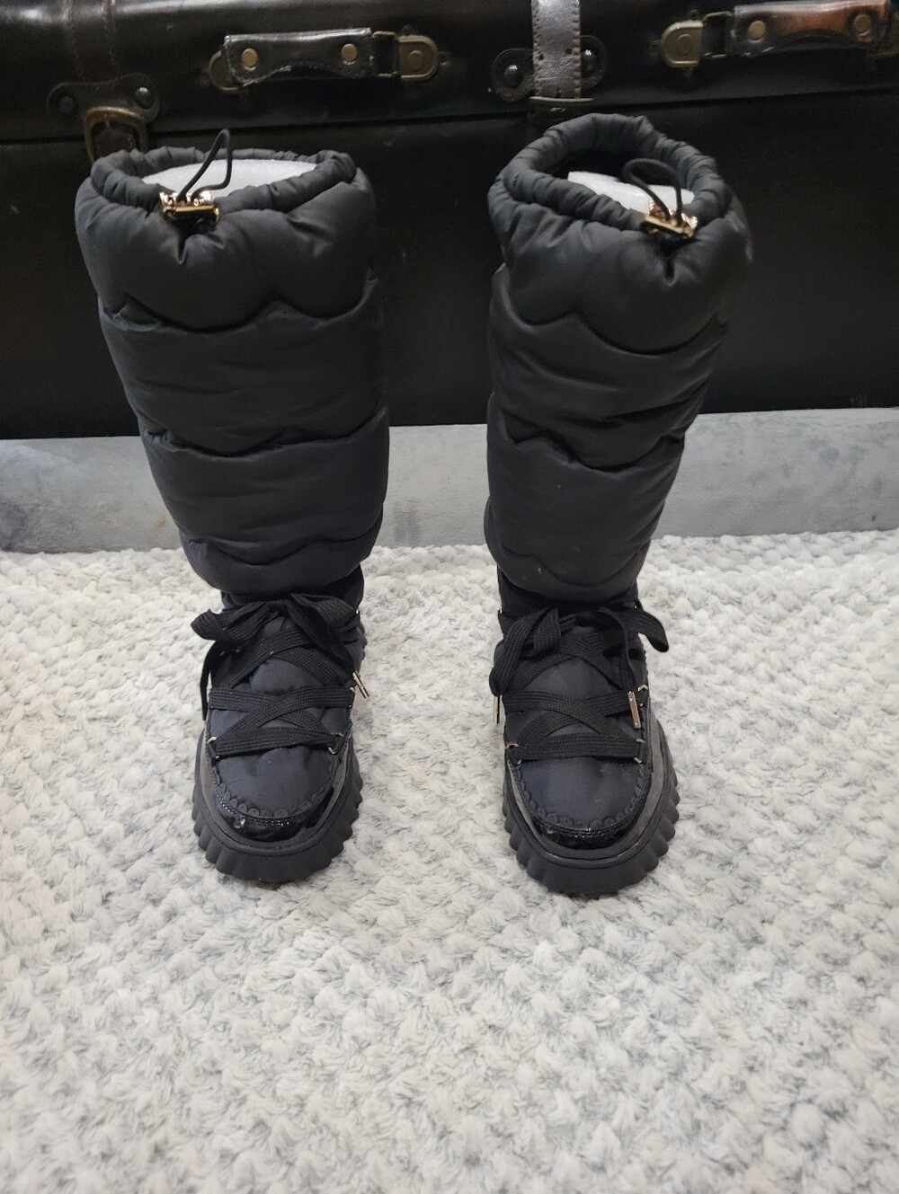 Kate Spade Women’s Black Puffer Lace-Up Winter Boots